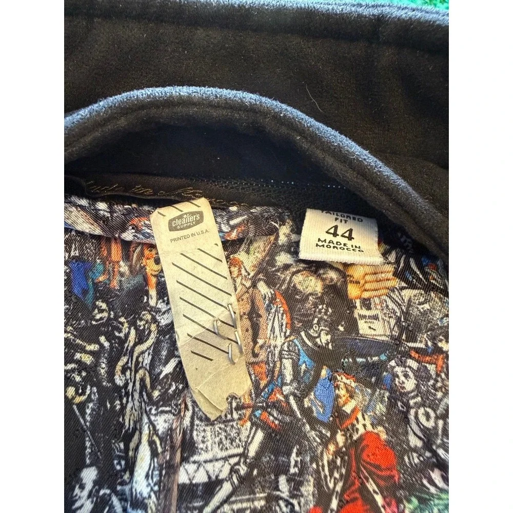 Tailored Fit Blazer Jacket Mens 44 Black Excellent Layered Zip Bib Elbow Patch